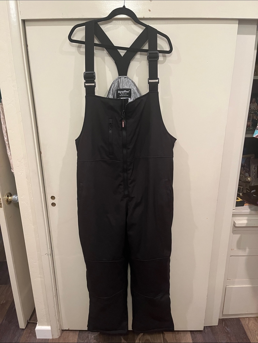 Men's Black Insulated Refrigerator Bibs with Adjustable Straps